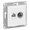 Розетка Systeme Electric AtlasDesign мех.роз.конн.TV+комп СУ 1 мест бел Antibact (RG6+RJ45)ATN000189