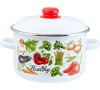 Кастрюля эмаль APPETITE "Veggies" 1RD221M, 5,5 л, с эмаль крышкой, с декором, цилиндр форма, бел