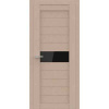 Дверь ЭКО Delux 327  черное стекло лакобельSoft  латте ясень 90*200