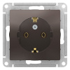 Розетка Systeme Electric AtlasDesign мех. СУ 1 мест. мокко (пл.осн., земля) ATN000643
