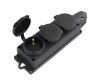 Колодка ОУ тройная 3 гн. с загл. 2Р+РЕ 1*16А 220-240V черн.93230281 HOME
