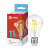 Лампа св/д ASD/InHome Deco ЛОН A60 E27 11W(990lm) 6500К 6K прозрачная 6169